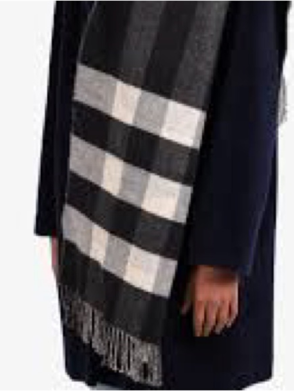 Burberry Black & Gray Check Fringe Scarf